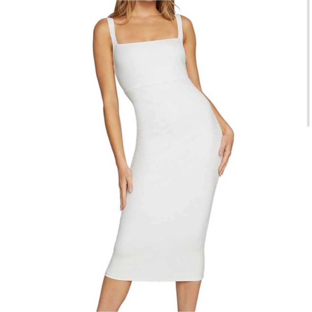 Good American Women's Ribbed 90s Tank Dress - White - Size 4/XL